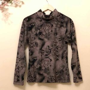 Soft Fleece Pullover Sweater Floral Brown Size S